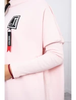 Oversize mikina s asymetrickými boky pudrově růžová