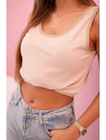 Dámská halenka na ramínka s ozdobným lemem béžový