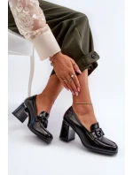 Dámské lakované lodičky na podpatku černé D&A model 21655956 - S.Barski