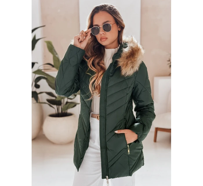 Dámská prošívaná zimní bunda zelená Dstreet model 21971749 - FashionStreet