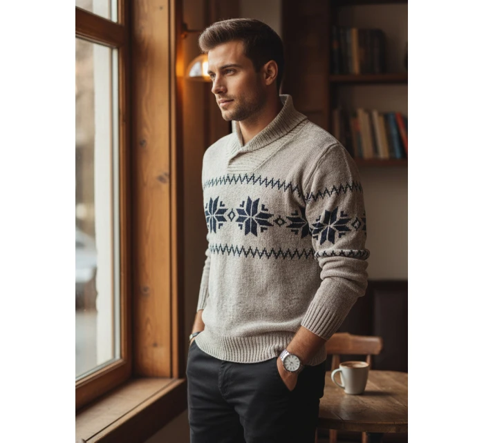 Pánsky béžový sveter FashionStreet WX2269