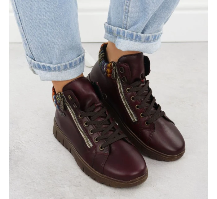 Dámské kožené vínové model 21905379 - Rieker