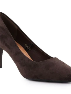 Dámske čokoládové semišové lodičky na ihlovom podpätku Sergio Leone 1336