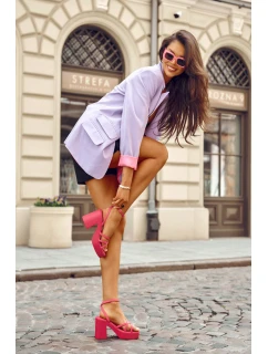 Módní sandály na vysokém podpatku s pásky Fuchsie model 21620482 - Boto