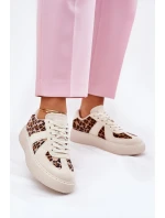 Dámské sneakers s leopardím vzorem na platformě béžové model 21689446 - Boto Dámské sneakers s leopardím vzorem na platformě béžové model 21689446 - Boto
