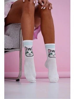 Dámské ponožky kočky s modrými pruhy