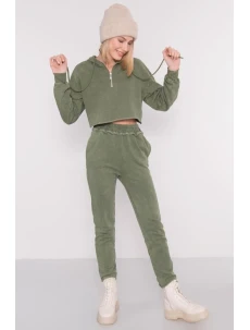 Teplákové nohavice 15891 khaki