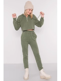 Teplákové nohavice 15891 khaki