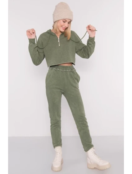 Teplákové nohavice 15891 khaki