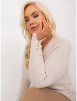 Sweter PM SW PM model 18949421 jasny beżowy - FPrice Sweter PM SW PM model 18949421 jasny beżowy - FPrice