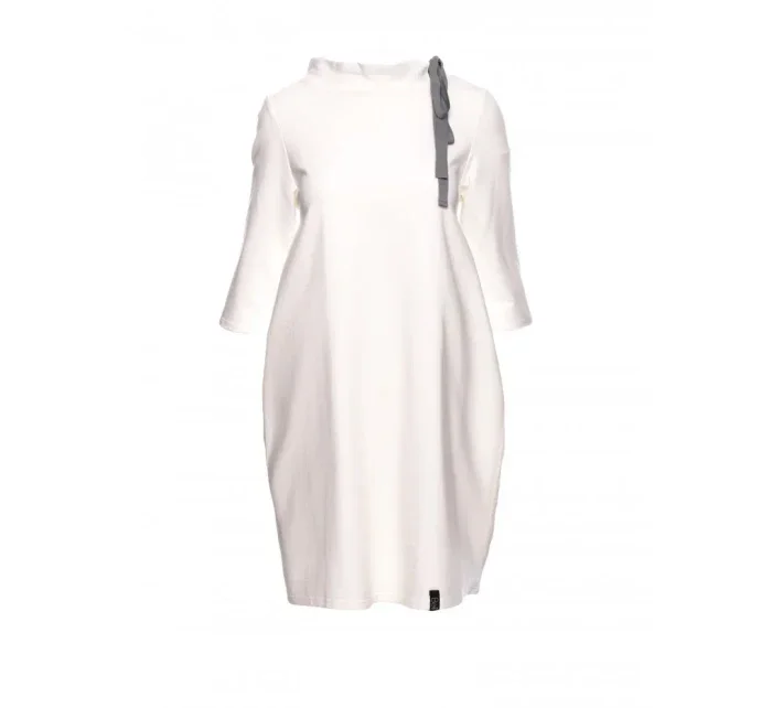 B070 Nadrozmerné šaty s opaskom na zaväzovanie - ecru