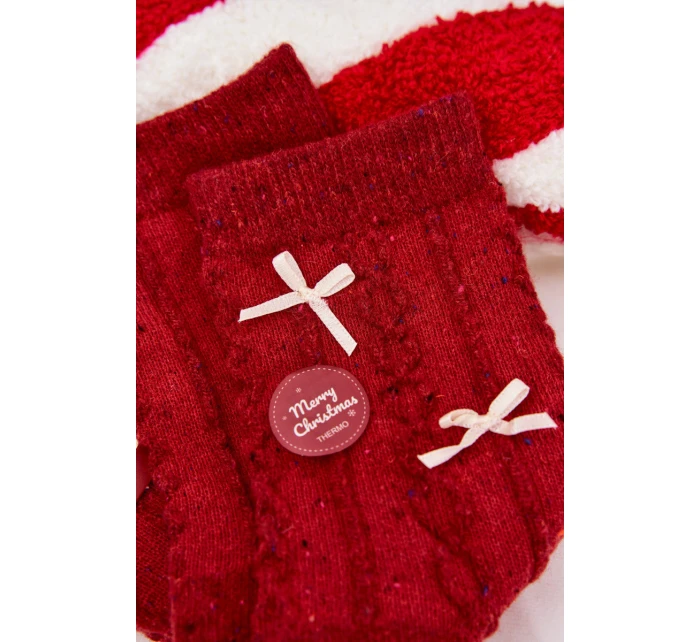 Dámske vianočné ponožky s mašľami - červené (vlna alpaka) Dámske vianočné ponožky s mašľami - červené (vlna alpaka)