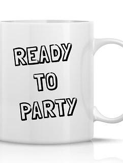 READY TO PARTY - klasický bílý keramický hrníček 300 ml