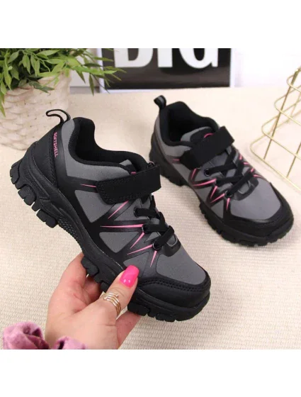 Club Jr model 17559859 šedé trekové boty na suchý zip - American