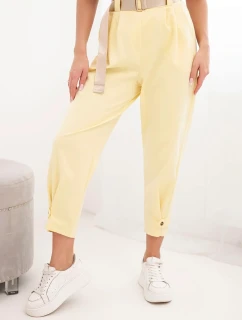 Letné nohavice Punto so zapínaním na nohaviciach žlté