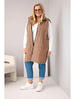 Dámske Plus veľkosť prešívaná vesta s kapucňou Camel