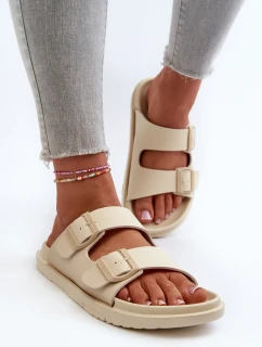 Lekkie Piankowe Klapki Damskie Z Klamrami Big Star NN274A752 Beżowe