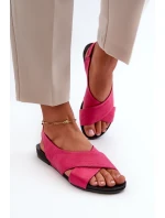 Zazoo 40407 Sandały Skórzane Damskie Fuksja