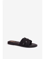 Dámské Pantofle Na Plochém Podpatku S Eko Semišové Černé model 21688641 - Boto