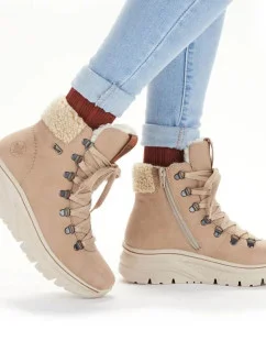 Dámske členkové zateplené topánky W RKR572 Hnedo-béžová - Rieker