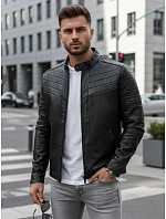 Pánska kožená bunda TX4243 čierna - FashionStreet