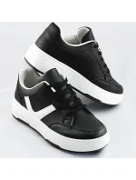 Čierno-biele dámske športové šnurovacie topánky (S070)