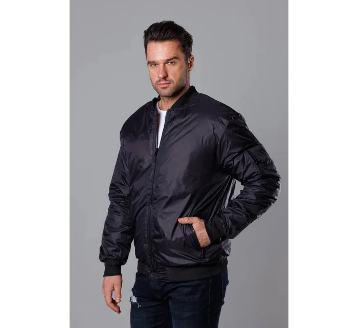 Černá pánská bunda typu "bomber" s podšívkou model 18344989 - J.STYLE Černá pánská bunda typu "bomber" s podšívkou model 18344989 - J.STYLE