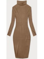 Tmavě béžové tužkové šaty s rolákem model 20082433 - NEW COLLECTION