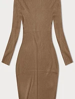 Tmavobéžové ceruzkové šaty s rolákom (MM98015)