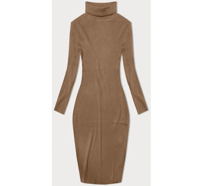 Tmavě béžové tužkové šaty s rolákem model 20082433 - NEW COLLECTION