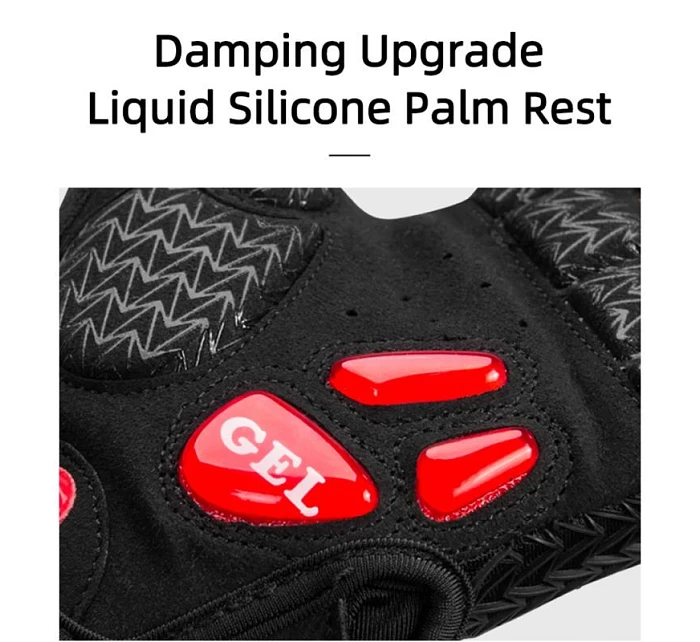 Cyklistické rukavice Rockbros S169BR L s gélovými vankúšikmi - čierno-červené