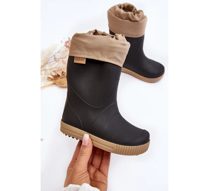 Dziecięce Kalosze Z Ocieplaczem Snow Wave Gokids 981 Czarno-Beżowe Dziecięce Kalosze Z Ocieplaczem Snow Wave Gokids 981 Czarno-Beżowe