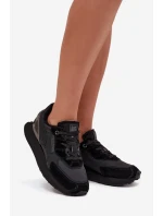 Skórzane Sneakersy Damskie Big Star OO274562 Hi-Poly System Czarne Skórzane Sneakersy Damskie Big Star OO274562 Hi-Poly System Czarne