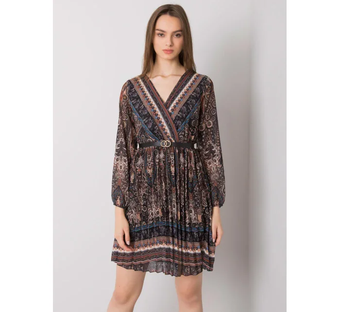 Šaty DHJ SK 10201.93P čierna a béžová