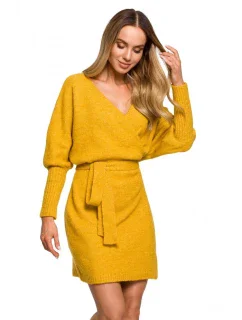 Zavinovací svetrové šaty s vázáním model 18003592 - Moe
