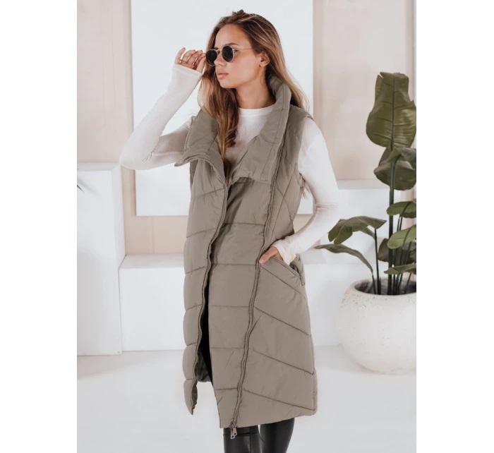 Dámská prošívaná vesta zelená Dstreet model 21966325 - FashionStreet