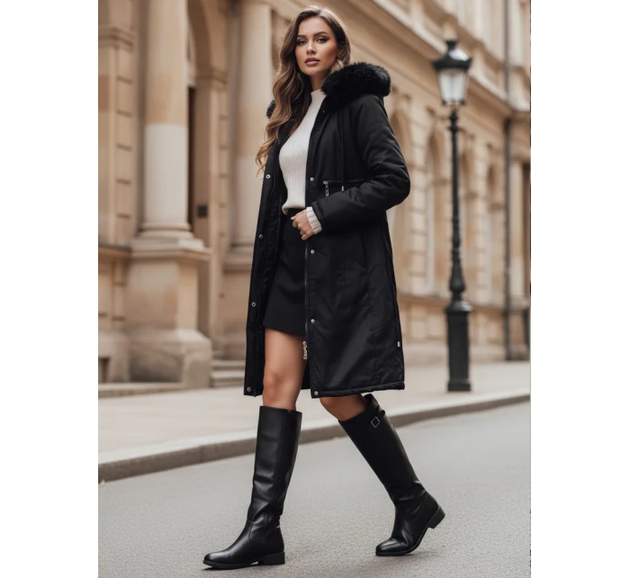 Dámská zimní bunda parka s kožešinou černá Dstreet model 21991636 - FashionStreet