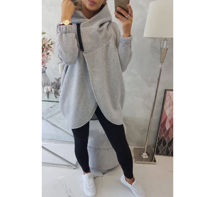 Šedá mikina s krátkým zipem