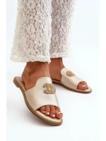 Eleganckie Klapki Damskie Błyszczące Z Ozdobą S.Barski KV27-050 Złote