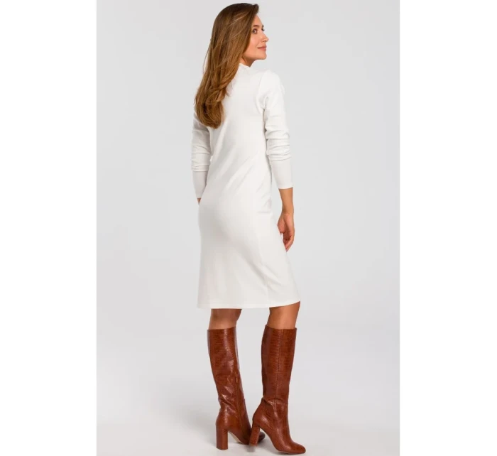 S178 Svetrové šaty s dlhými rukávmi - ecru
