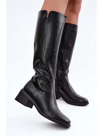 Kozačky na podpatku na zip model 232095 Step in style