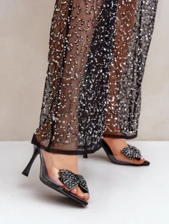 Průhledné Sandály Na Jehlovém Podpatku S Mašlí Černé model 21681067 - Boto