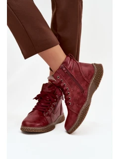 Dámské kozačky s kožíškem z eko kůže bordové model 21712160 - EVENTO