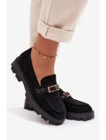 Dámské mokasíny se zlatým přezkou Černé Mirelva