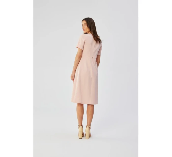 model 19647361 Šaty se záhyby na bocích pudrové - STYLOVE