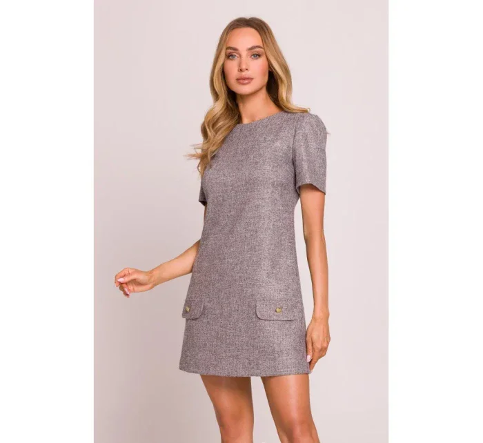 M855 Mini šaty áčkového strihu - grafitové M855 Mini šaty áčkového strihu - grafitové