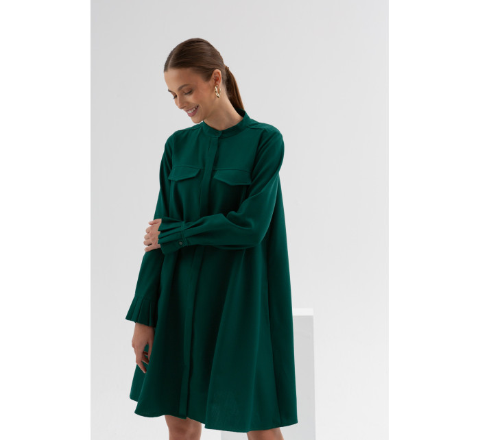 Monnari Košeľové šaty so stojacim golierom Zelené