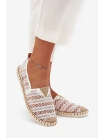 Dámske čipkované espadrilky so sieťovinou - biele