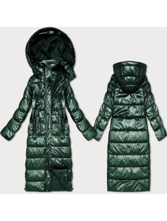 Zelená dlouhá prošívaná bunda pro přechodné období s kapucí model 21439626 - HONEY WINTER