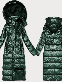 Zelená dlouhá prošívaná bunda pro přechodné období s kapucí model 21439626 - HONEY WINTER